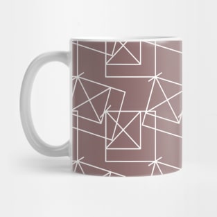 White lines, abstract geometry on a brown background Mug